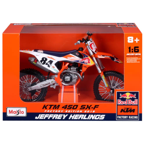 Maisto 1/6 Scale Diecast Model Car of Jeffrey Herlings, KTM 450 SX-F 2018 #84, 32228