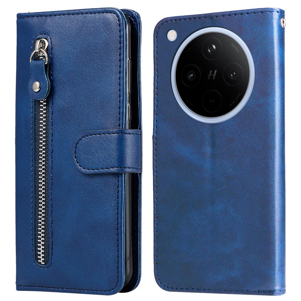 Für Oppo Find X8 5G Hülle Reißverschluss-Geldbörse Kalbslederstruktur PU-Leder Handyhülle