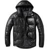 Chinese Size Raglan Sleeve Thick Men Leather Jacket Hood Warm Duch Down Coat Winter Jackets Genuine Cow Leather Coats Mens Clothing