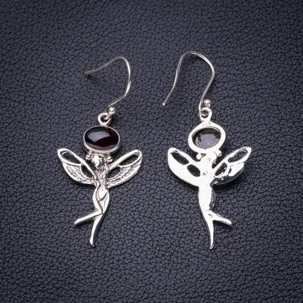 STARGEMS ® Přírodní Ametystový Víla Ručně vyráběné Náušnice ze Sterlingového Stříbra 925 2" E6806