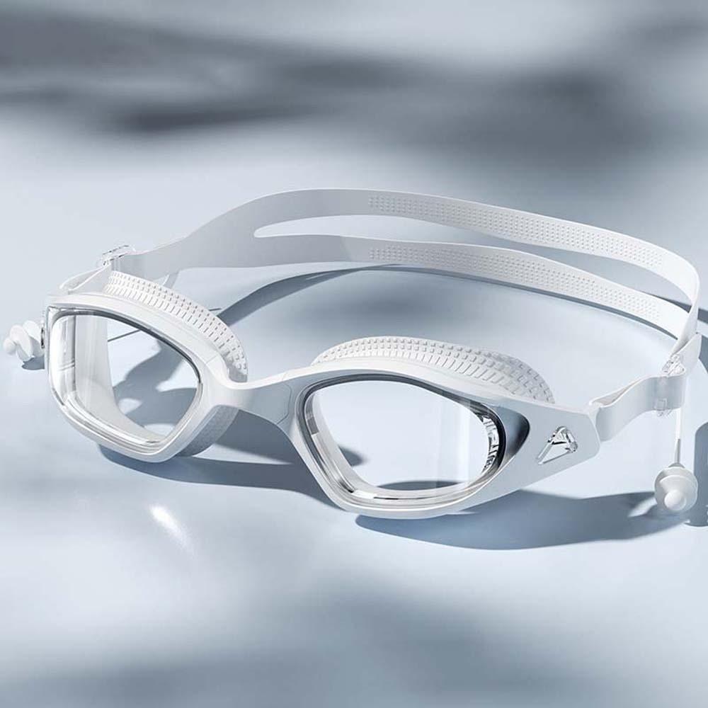 Waterproof Swimming Goggles Electroplating Anti-fog Swim Eyewear Swim Glasses with Earplugs Travel белый