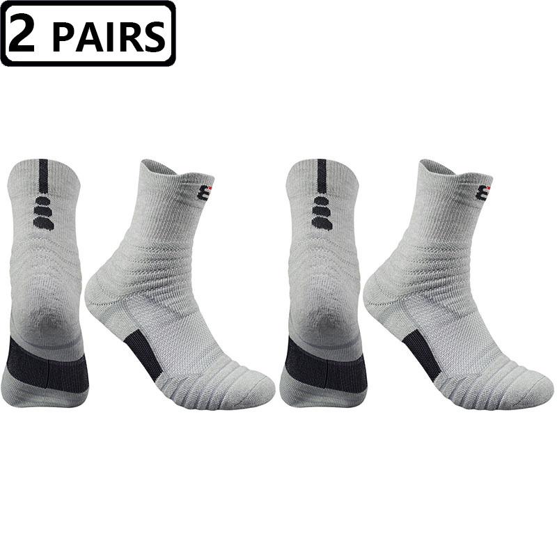 2 Pairs Size47,48 Quality New Men Outdoor Sports Elite Basketball Sock Cycling Compression Socks Cotton Towel Bottom Men's Socks