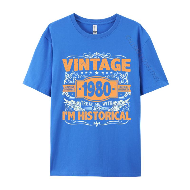 Slim Fit Tshirts 1980 Birthday Vintage 1980 Born In 1980 Made In 1980 T-shirts Normal Design Plain Cotton Mens Tops Tees