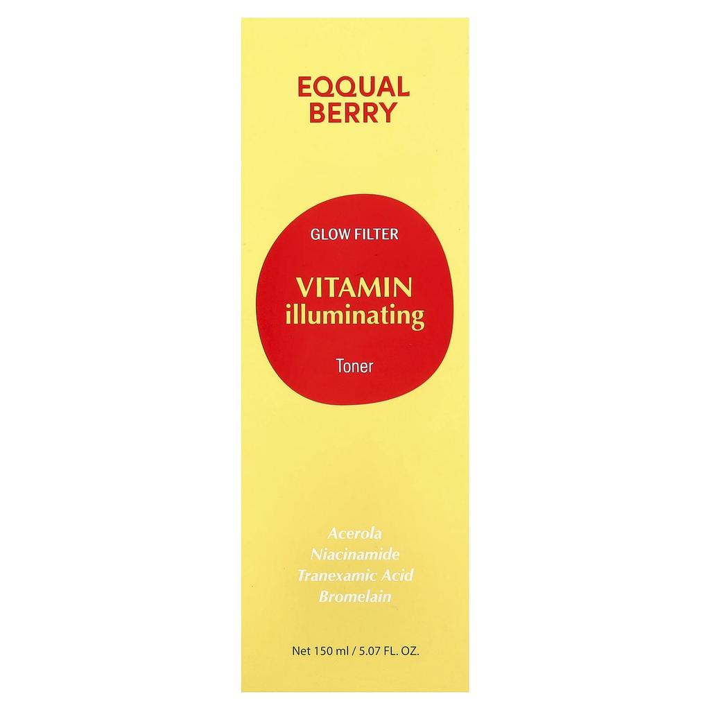 Eqqualberry Filtro Luminoso, Tónico Iluminador con Vitamina, 150 ml (5.07 onzas líquidas)