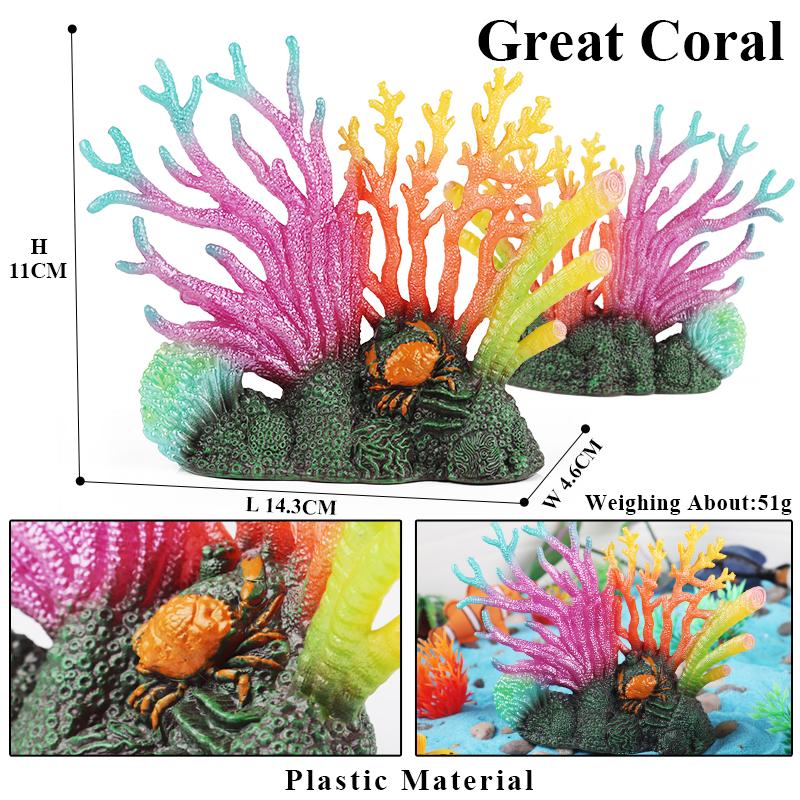 Oenux Ocean Starfish Sea Anemone Coral Jellyfish Squid Shrimp Crab Shark Animals Model Action Figures PVC Miniature Kid Toy Gift