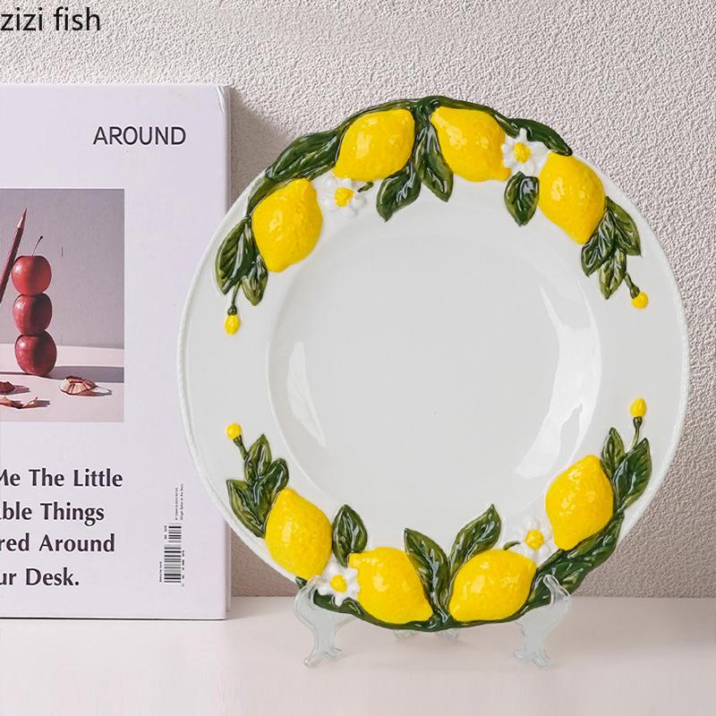 Creative Ceramic Lemon Plate Dining Plate Fruit Plates Snack Bowl Salad Bowl Pasta Dish Western Style Steak Plates Sushi Dish