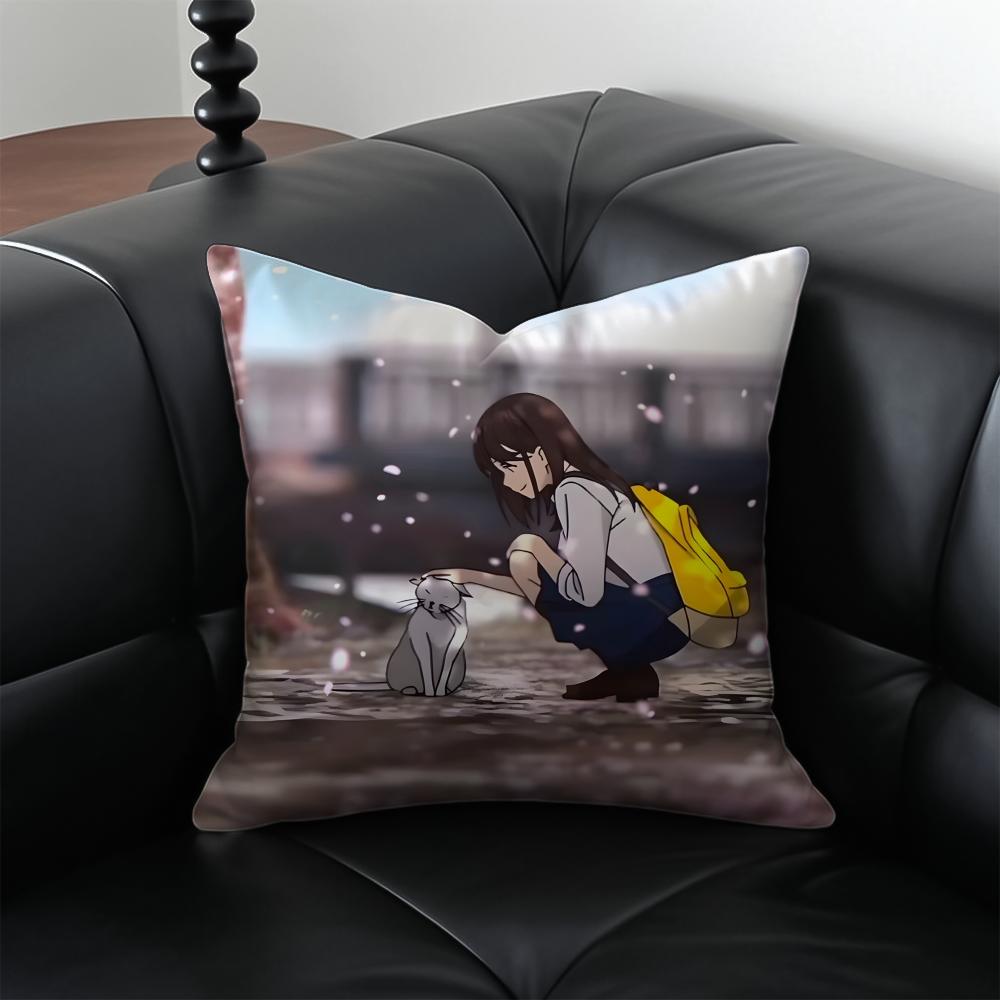 I Want To Eat Your PPancreas Cushion Cover Pillow Case Antidustmite Invisible zipper silky plush cushion