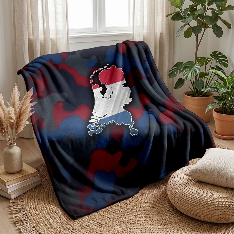 Netherlands Football Printed Flannel Blanket Skin Friendly Warm Decorative Throw for Indoor Couch Bed Daily Use