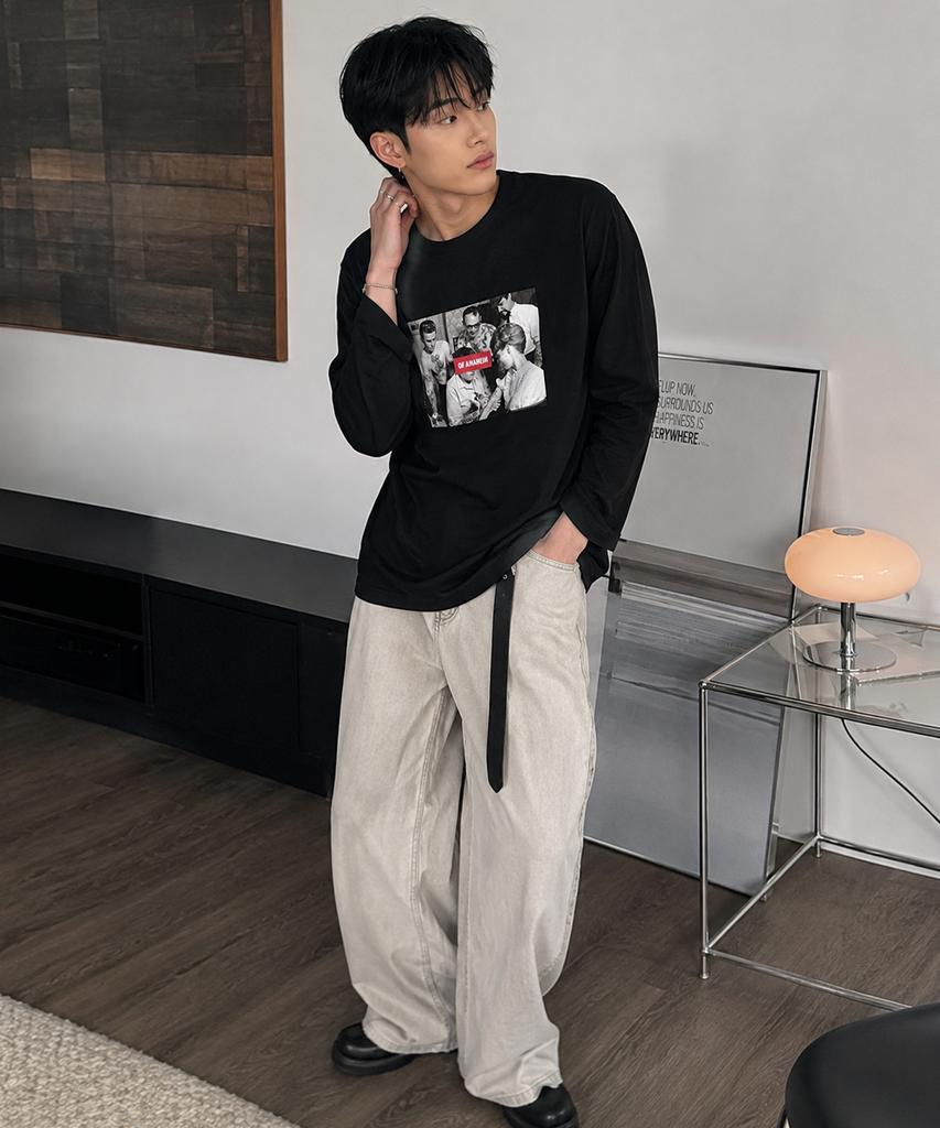 GRAVER ORDINARY [Odnr Unisex] Tattoo Long Sleeve T-Shirt_Charcoal