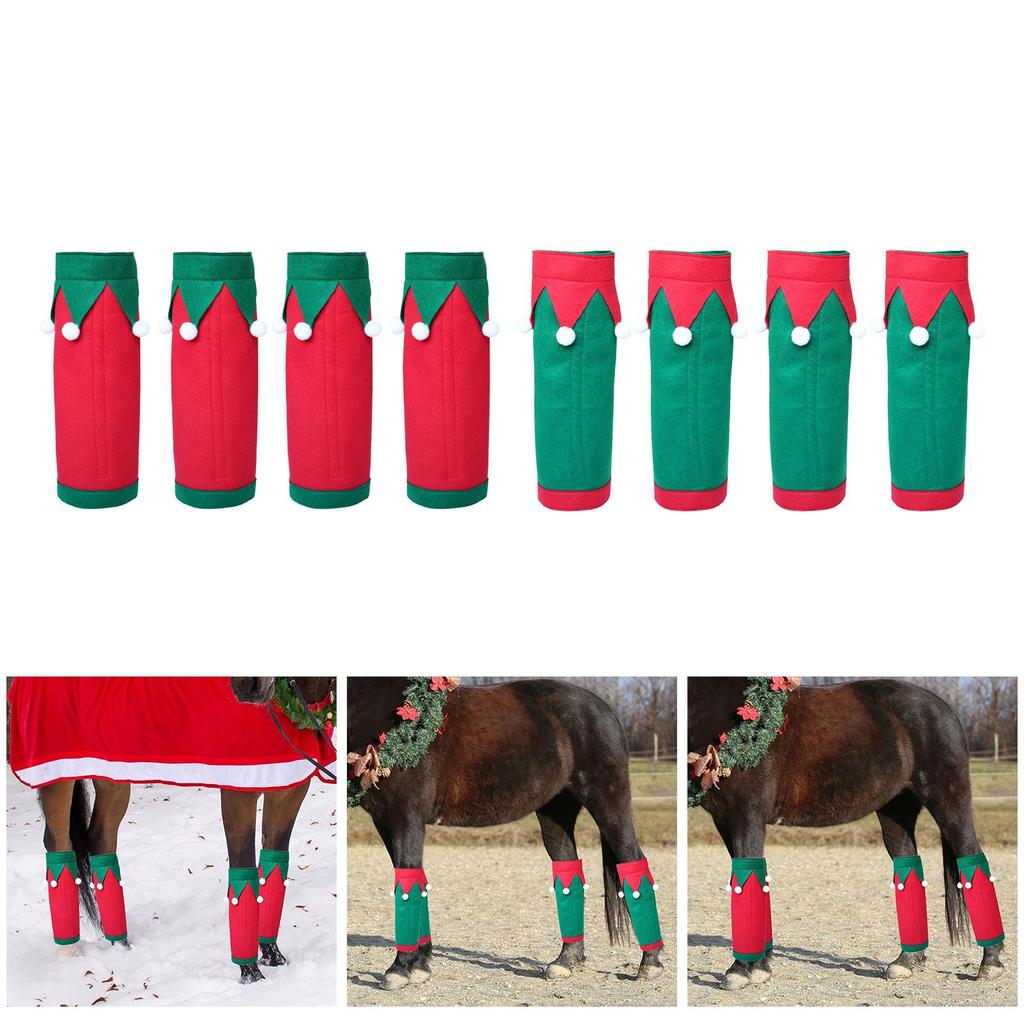 Horse Leg Wraps Christmas Style Polyester Breathable Festive Decor for Winter Equestrian Accessories
