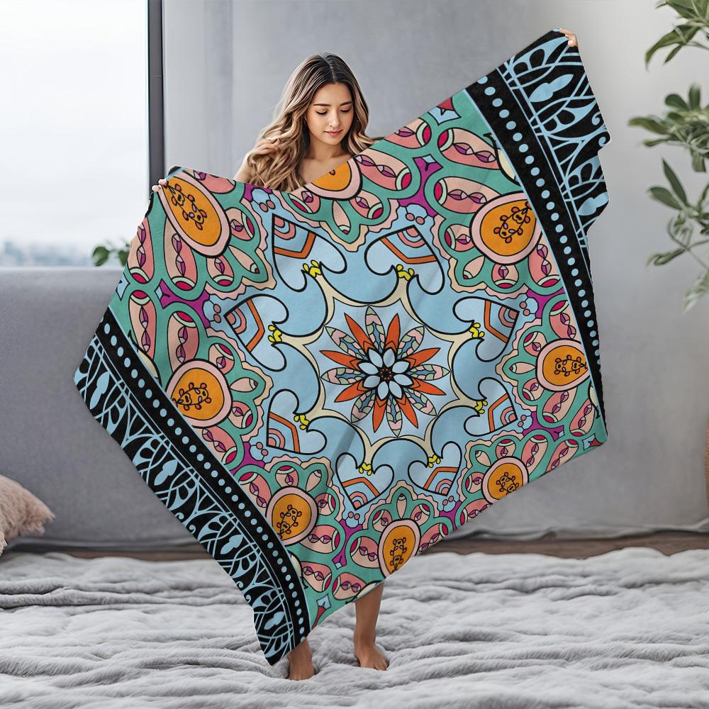 Colorful Paisley Floral Printed Throw Blanket Sofa Bed Decorative Cushion Cover for Living Room Bedroom