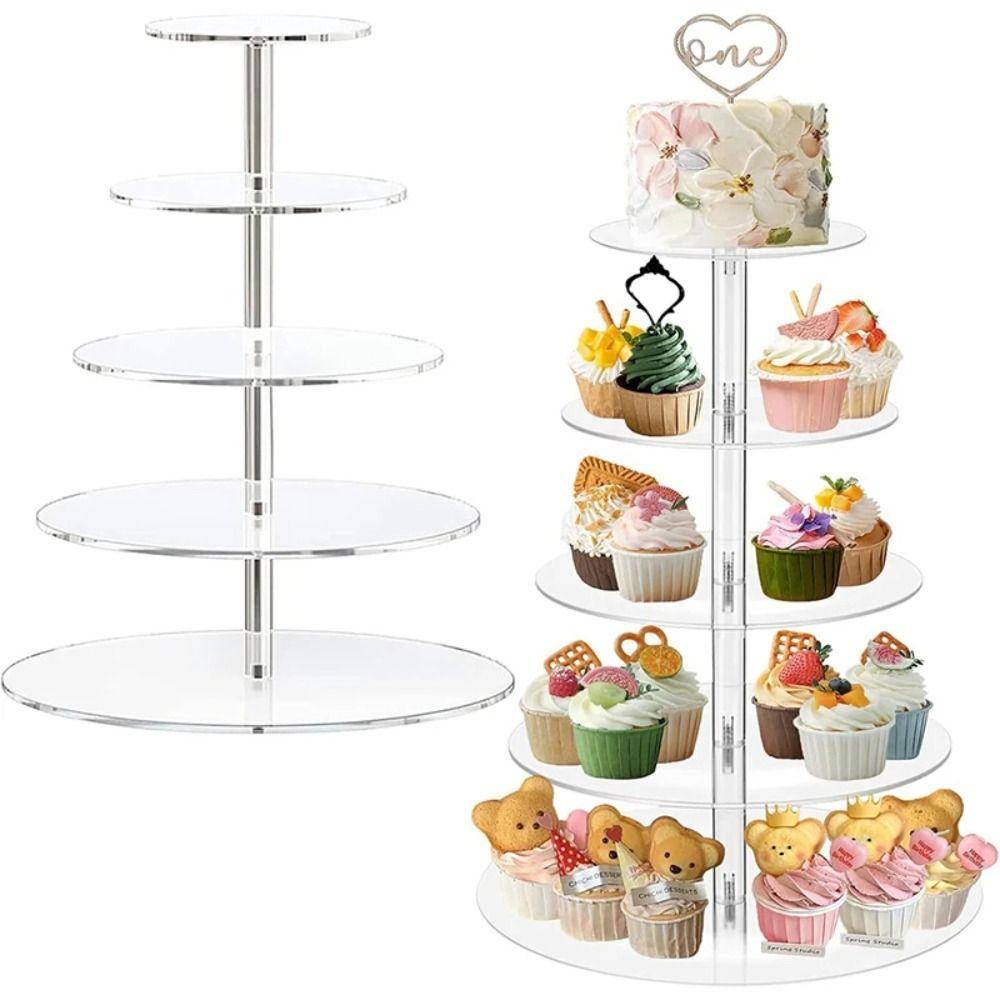 3/4/5 Tier Acrylic Cupcake Stand Detachable Design Cake Display Shelf Dessert Display