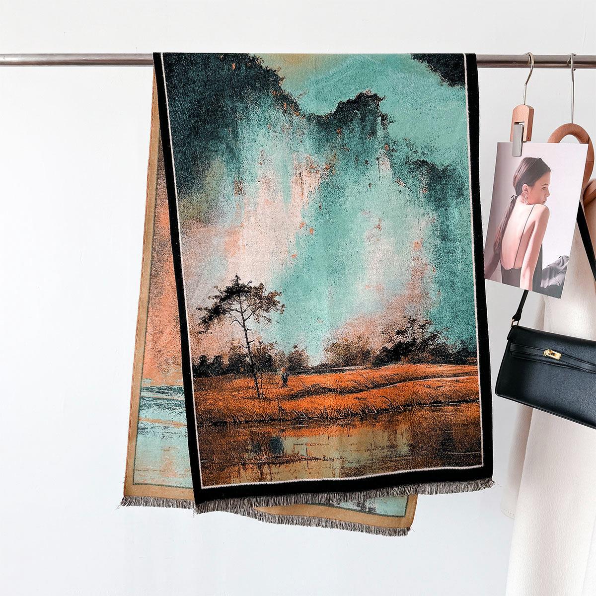 

Теплый кашемировый шарф женский шаль новый двусторонний платок роскошное толстое одеяло зимний буфанда пашмина женский дорожный пончо палантины 65X180cm