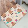 Cute Capybara Pattern Floor Mat Cozy Flannel Soft Thick Non-Slip Mat For Living Room Bedroom Kitchen Decor Rugs