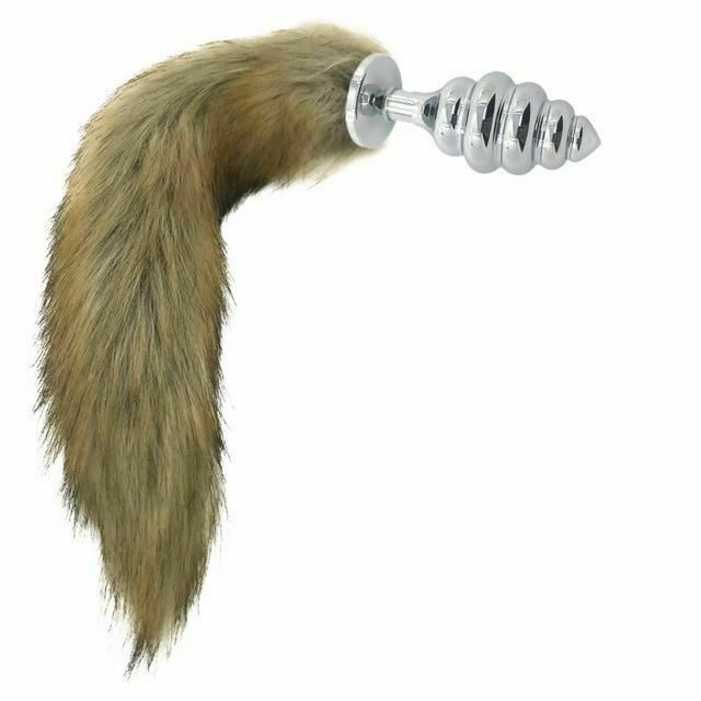 Brown Fox Tail Stainless Steel Anal Butt Plug Pet Play  Butt Plug Tails
