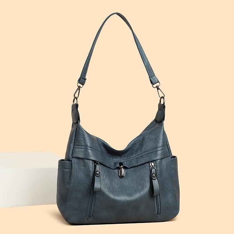 New Double Shoulder Strap Messenger Bag Women's Shoulder Bag Large Capacity Soft Leather Women's Mother Bag