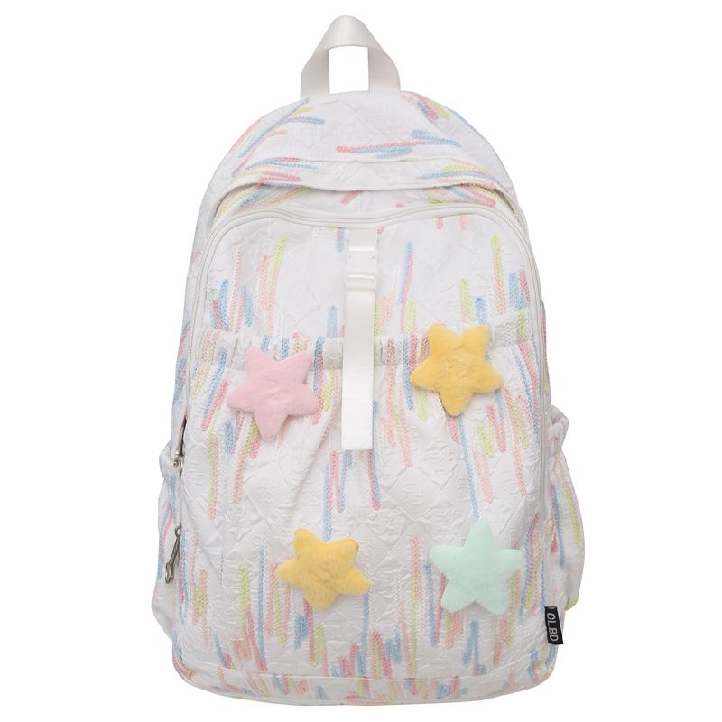 Junior High School Schoolbag Colorful Embroidery Women's Large Capacity Backpack Student Backpack
