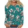 Women's Fashion Casual Long Sleeve Floral Print Round Neck Pullover Top Blouse