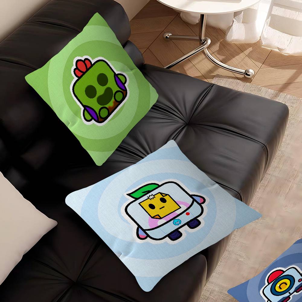 Game B-rawl Game S-Stars Pillow Covers Cartoon Sofa Decorative Home Double-sided Printing Short Plush Cute Cushion Cover