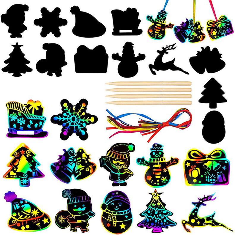 DIY Christmas Scratch Art Paper for Children's Holiday Party
