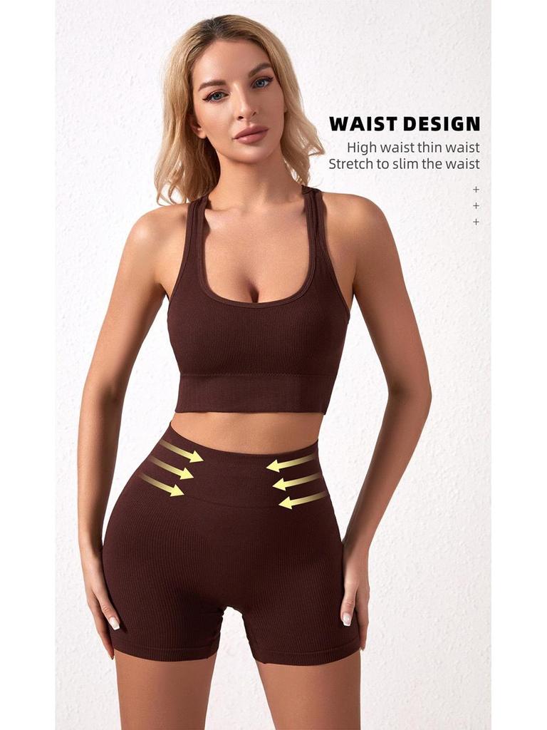 Plus Size Wirefree Push-Up Sports Bra & Boyleg Panties Set for Women