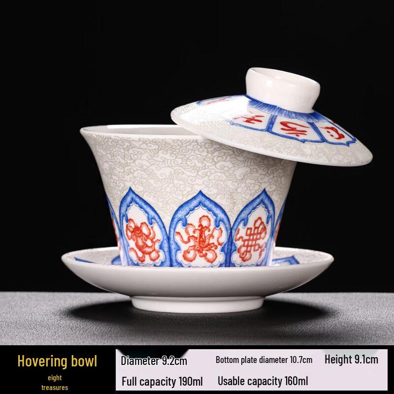 Premium Mutton Fat Jade Style Ceramic Rotating Lid Gaiwan