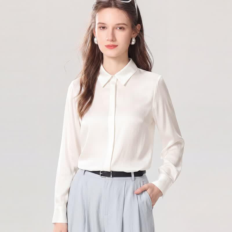 Snowforte 16 Momme Silk POLO Collar Cardigan Shirt 2XL