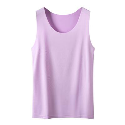 Women Bottoming Vest Ice Silk Seamless Sleeveless Pure Color Plus Size Stretchy Round Neck Dry Dry Cooling Camiso… More