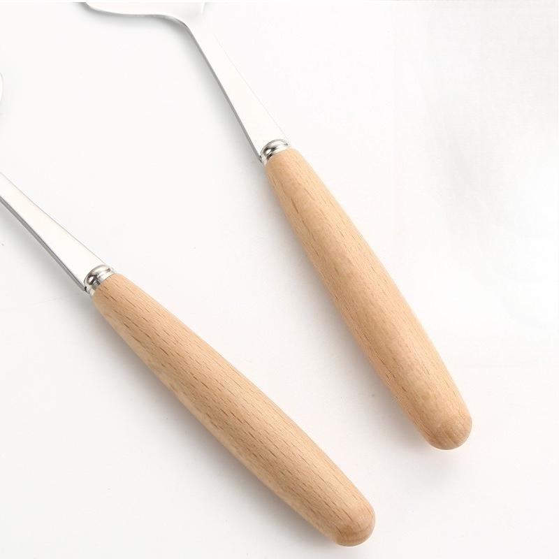 1pcs Stainless Steel Shovel Cookware Square Head Anti-scald Pancake Scraper Mixing Spatula Wood Handle Fried Shovel Kitchen