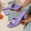 Fashion Eilyken Summer Women Purple Slipper Square High Heel Beach Slip On Sandal Flip Flop Slides Size 41 42
