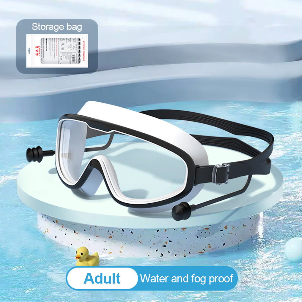 Large Frame Swimming Goggles with Earplugs for Kids High Quality Children's Antifog Swim Pool Glasses Waterproof HD Swim Eyewear