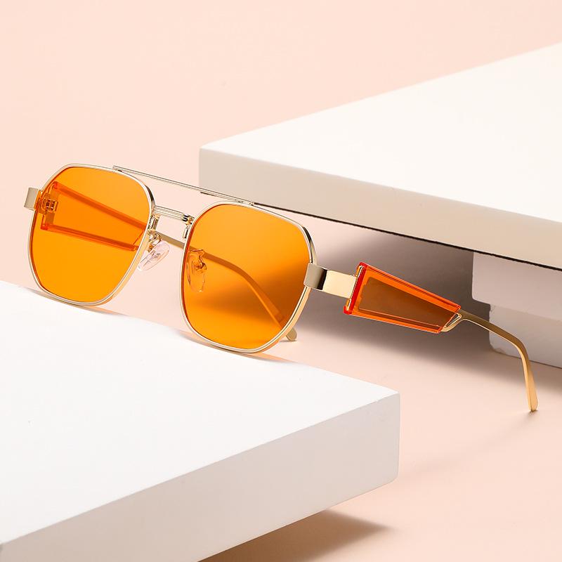 2025 High-End European & American Fashion UV-Protective Geometric Metal Sunglasses