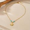 Gold Plated Stainless Steel Evil Eye Turquoise Pendant Necklace for Women