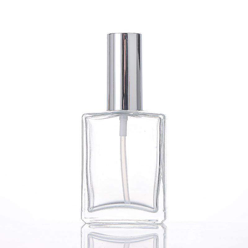 Portable Frosted Glass Perfume Spray Bottle - Transparent Flat Square Design