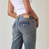 Womens Y2K Low Rise Bootcut Jeans Vintage Washed Flared Denim Pants Streetwear