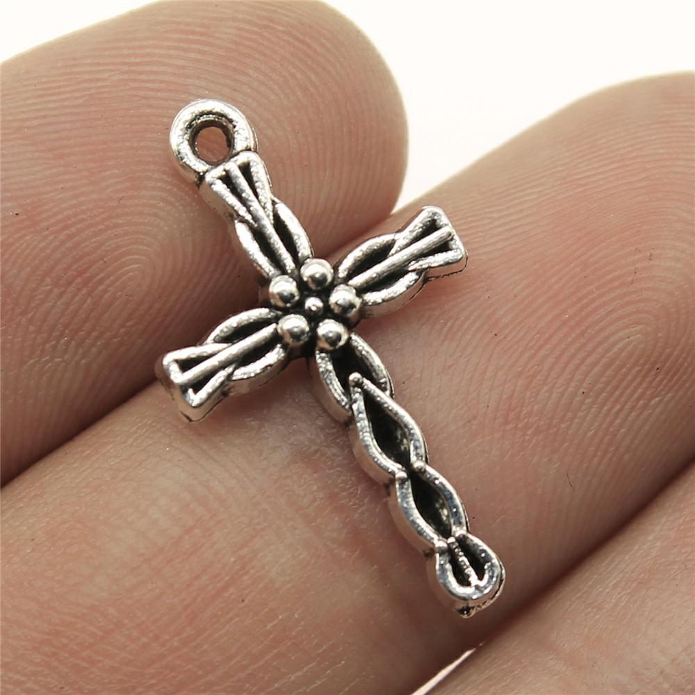 10pcs Charms Cross Antique Bronze Silver Color Pendants DIY Crafts Making Findings