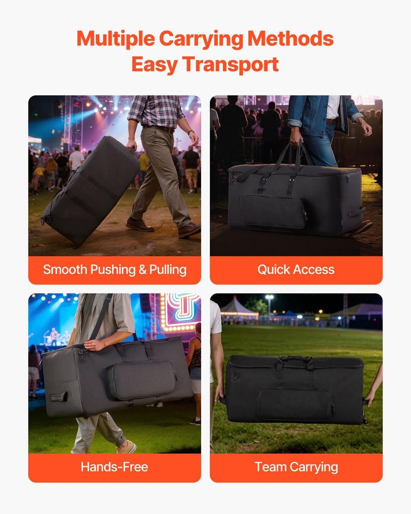 Electronic Drum Kit Bag, 600D, Padded Drum Bag with Wheels, Large 920 x 420 x 410 mm Interior, Lightweight Travel Case with Detachable Dividers, and