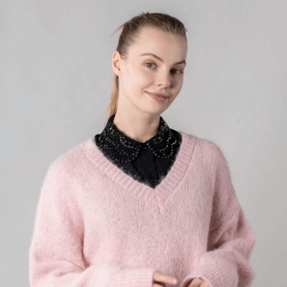 Rhinestones Shiny Fake Collar White Color False Collar Detachable Blouse Collar  Vintage Style