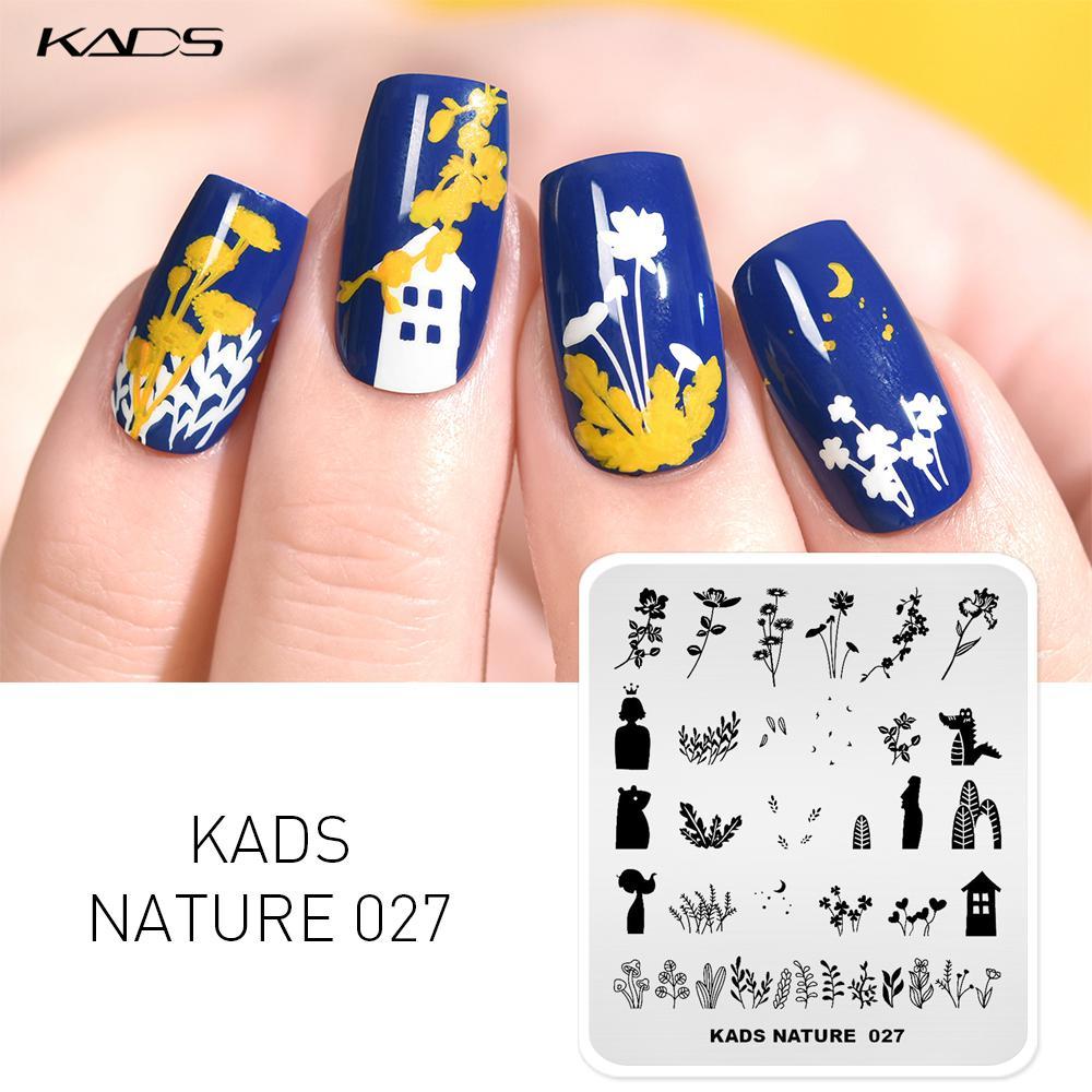 kads Nagelkunst Stamping Platten Natur 027 Blätter Blumen Design Bildvorlage Nagelschablone Maniküre Überdruck Stamping Nägel