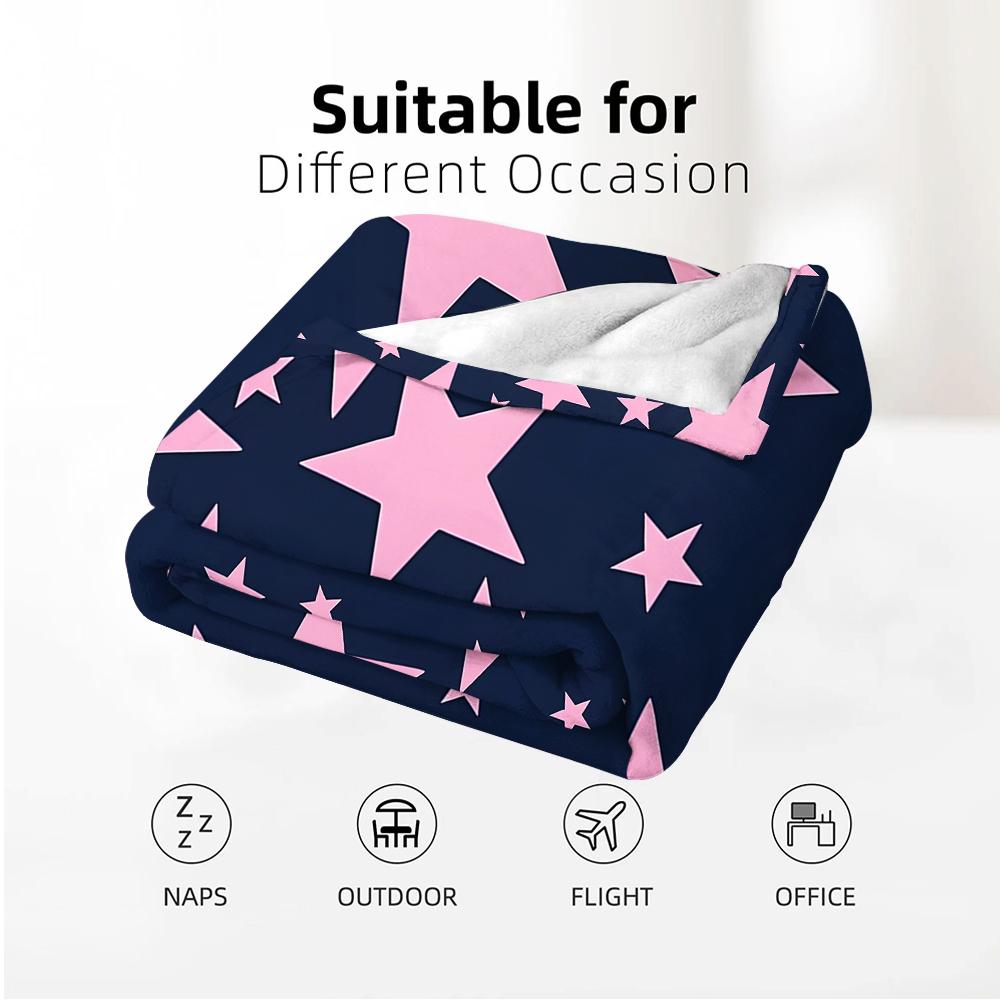 Marineblau Kaugummi Stern Weiche Flanelldecke Atmungsaktige Warme Decke für Büro Auto Sofa Kinderzimmer Geburtstag Weihnachtsgeschenk