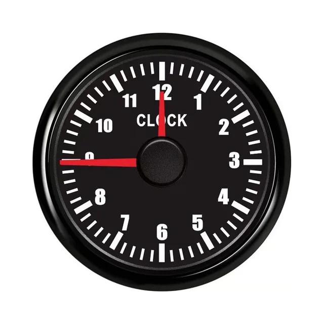 52mm 12 Hours Clock Gauge Red Backlight 0-12 Hours Hourmeter Hour Meters for Car Boat Clock Meters 9-32V Automobile Instrument