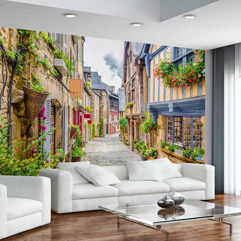 3d City Photo Wallpaper Street Landscape Mural Restaurant Cafe Living Room Tv Backdrop Wall Painting