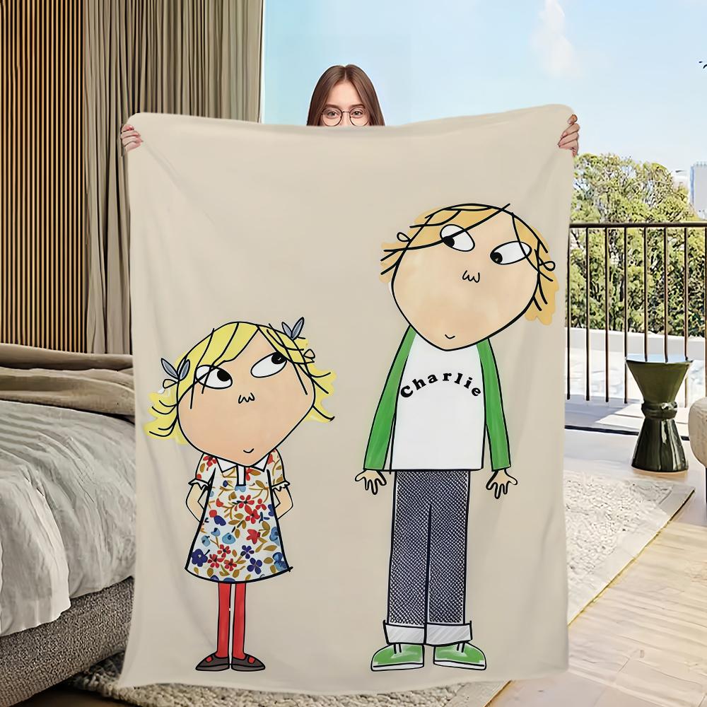 

смешной мультяшный арт с-чарли и л-лола Фланелевое теплое мягкое плюшевое одеяло диван гостиная дом офис спальня дорожный подарок дом 30x40in