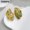 Geometric Irregular Abalone Shell Earrings: Retro & Fashionable New Chinese Design