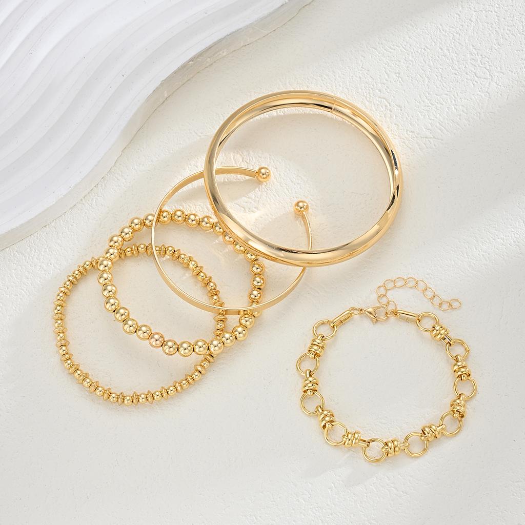 IF ME 5pcs Fashion Simple Bracelet Set for Women Boho Exaggerated Stackable Design CCB Bangles Dating Vacation Daily Wear Jewelry Gift