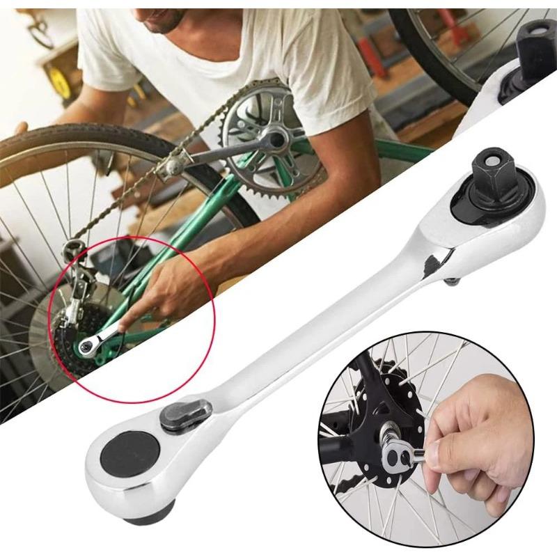 Cheie cu clichet mini cu cap dublu, șurubelniță cu soclu de 1/4 inch, bit de șurubelniță cu eliberare rapidă, cheie cu clichet, scule de mână