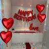 Red Birthday Balloon Set with Rose Petals LOVE Aluminum Film Balloon Birthday Party Decoration Photography Props