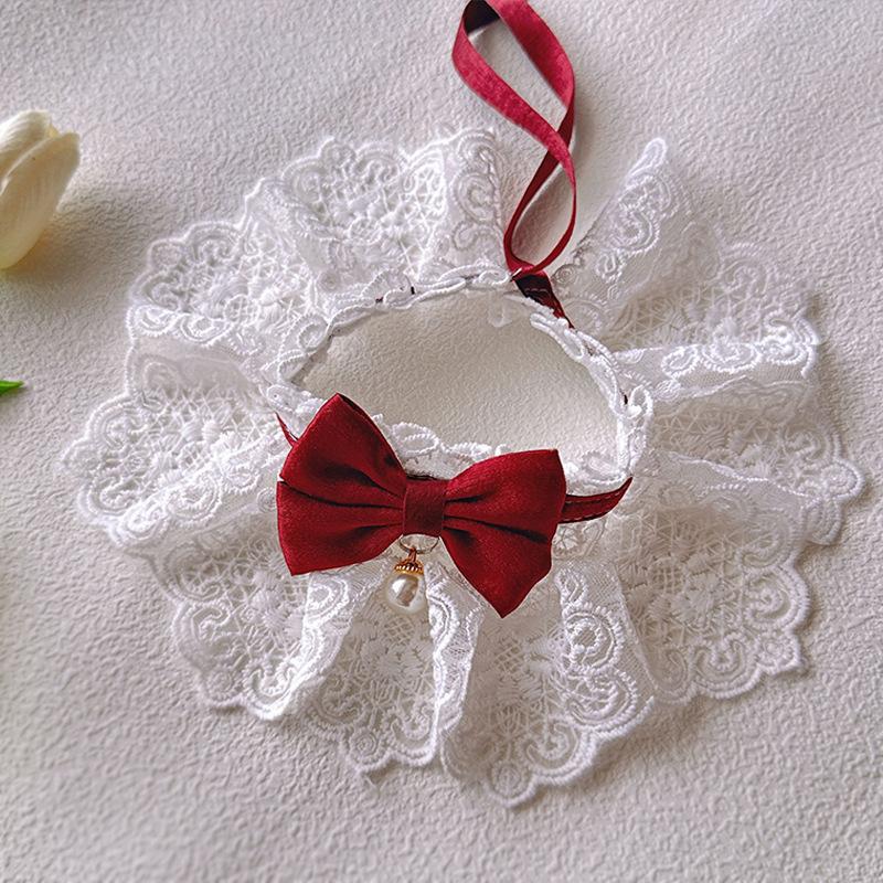 

Одежда для домашних животных Летняя тонкая юбка принцессы для кошек, кружевной шарф с бантом для кошек #466749 S