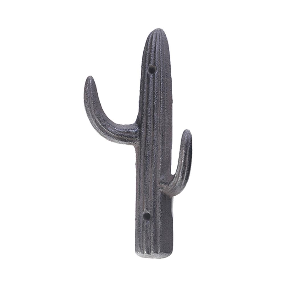 Wall Mounted Cactus Shaped Double Hook Sturdy Iron Coat Hanger for Entryway or Bathroom Easy Installation Towel Hook