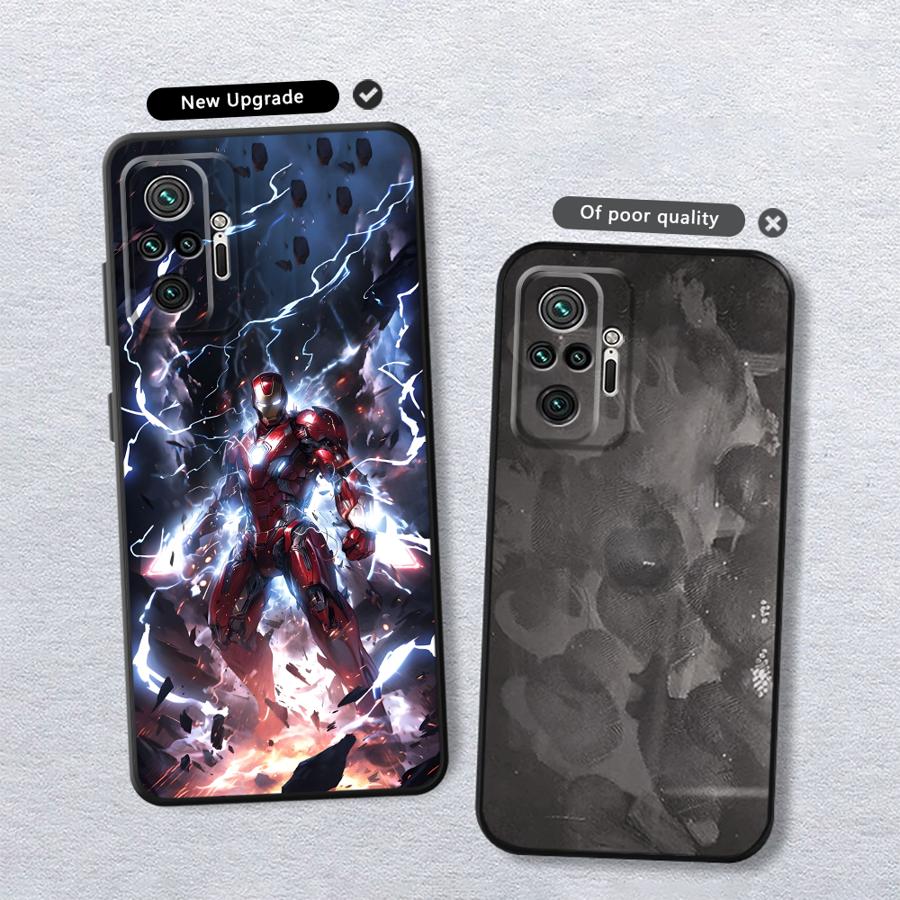 Case for Xiaomi Redmi Note 11s 12s 13 Pro Plus 9 14 10S 9S 10 7 8 12 Pro 11 Funda Phone Cover Marvel Lightning Iron Man